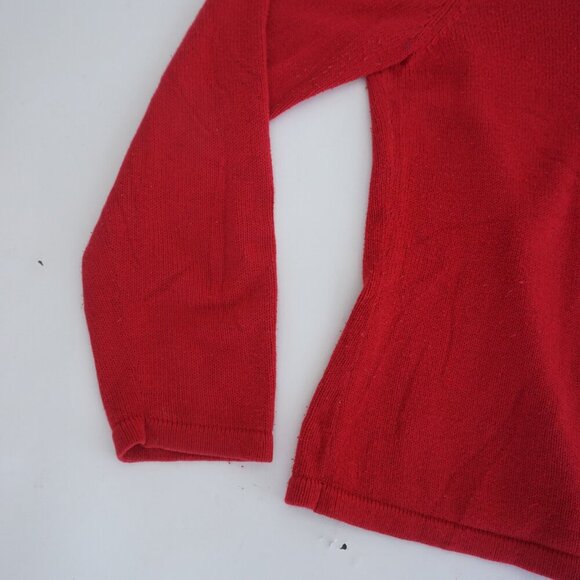 Vintage Liz Claiborne Red Green Embroidered Christmas Ornaments Knit Crewneck L - Picture 8 of 10